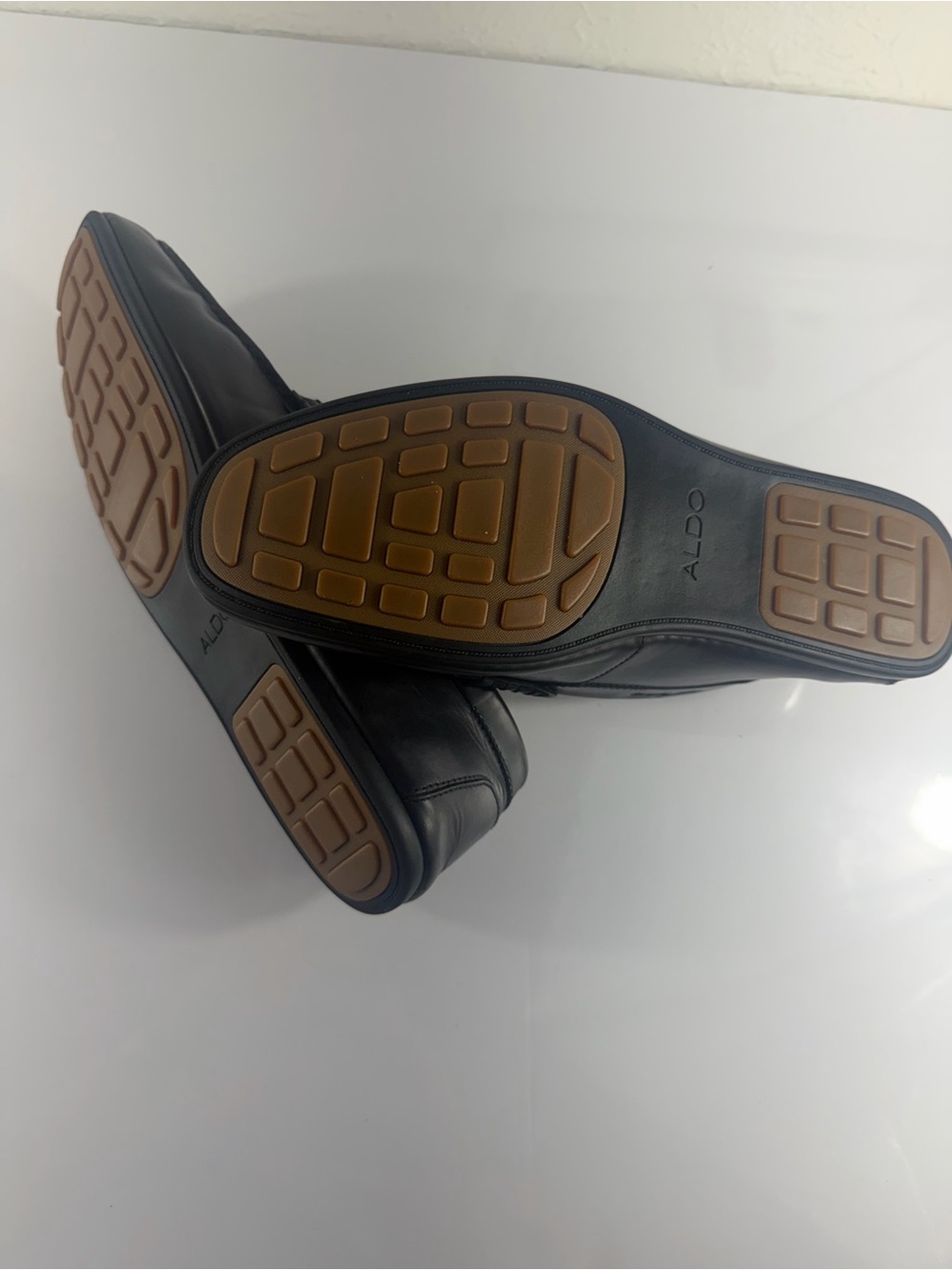ALDO Black Leather Men's Oxford with Brown Grip Sole